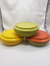 Vintage Tupperware Seal N Serve Bowls Harvest Colors Set of 3 with Lids1206,1207 picture