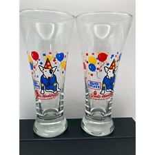 2 1987 Bud Light Anheuser Busch Spud Mackenzie PARTY ANIMAL Pilsner Beer Glasses picture