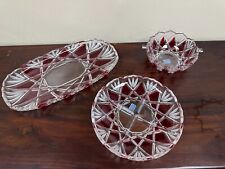 Celebrations By Mikasa Red Holiday 3 Piece Set Candy Dish Cookie Platters picture