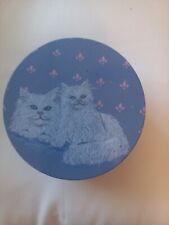 Vintage 7 Piece White Cats On Blue Background Coasters picture