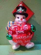 Valentine Christopher Radko Minnesota Minnie Snow Ta Frosty Glass Ornament picture