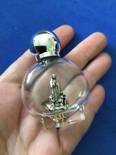 HOLY WATER Glass Bottle Vial Our Lady Of FATIMA Italy Metal Healing Empty 2-1/2” picture