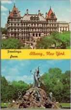 c1960s ALBANY, New York Greetings Postcard State Capitol / Moses Monument UNUSED picture