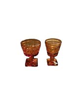 2- VTG Amber Glass Goblets. Same Pattern, Different Sizes. Colony, Park Lane. picture