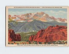Postcard Pikes Peak, Thru Gateway Rocks, Garden Of The Gods, Colorado picture