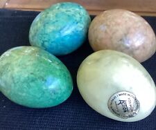 Lot Of 4 Vintage Action Alabaster Marble Stone Eggs Made In Italy Earth Tones picture