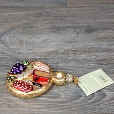 Old World Christmas Charcuterie board Ornament Blown glass glitter Meat Cheese picture