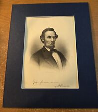 Abraham Lincoln - Authentic 1889 Steel Engraving w/Signature - Matted picture