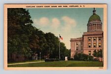 Cortland NY-New York, Cortland County Court House, Vintage c1950 Postcard picture