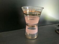 Vintage Fine Glass Vase Pink Frosted With Gold Trim Scalloped Rim picture