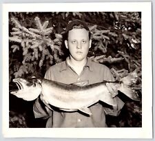 c1950s Big Catch~Salmon Fishing~Fisherman~Original VTG B&W Photograph picture
