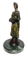 Antique Bronze Sculpture G. RuggerI Roman Woman on Marble Base 15