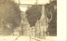 RPPC Beautiful frozen waterfalls and bridge~ location unknown~ photo postcard picture