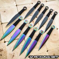 12 PC Black Rainbow Tactical Ninja Throwing Blade Knife Kunai Ninjutsu Knives picture