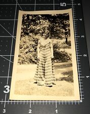 1930s Zig Zag Dress Design Fashion Woman Vintage Snapshot PHOTO picture