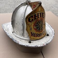 VINTAGE CAIRNS AND BROTHER 5A LEATHER FIRE HELMET FIRE WHITE CHIEFS FIREMAN “P” picture