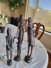3 Hand Carved African Tribal Figurines - Dark Wood picture