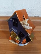 Halloween Ceramic Tea light Candle Haunted House Bat Ghost Pumpkin Spiders picture