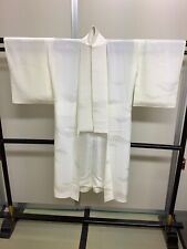 Japanese Vintage Kimono pure silk White Juban dirt tradition Height 49.21in picture