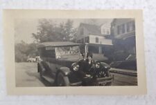 Early 1900's Antique Black & White Photo Woman On Car picture