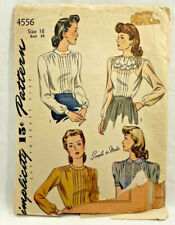 1940s Simplicity Sewing Pattern 4556 Womens Blouse 2 Sleeves 4 Necklines 16 8650 picture