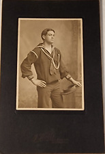 EARLY 1900's U.S. NAVY SAILOR USS NEW JERSEY CABINET PHOTO BOSTON STUDIO picture
