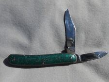 OLD VINTAGE EARLY COLORFUL JOHNSTON USA GREEN GLITTER JACK KNIFE picture