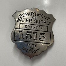 Vintage Rare City of Detroit Department of Water Supply Construction Badge picture