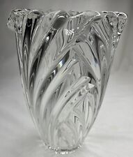 Vtg MIKASA Heavy Lead Crystal Clear Swirl Flower Vase EUC picture