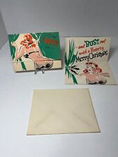 VINTAGE Novo Laughs Funny Christmas Card Girl Novelty Risqué + Envelope 40s picture