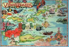 Virgin Islands, Caribbean, St. John, St. Croix, St. Thomas, US UK - Map Postcard picture