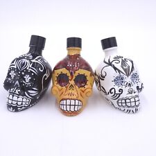 Lot of 3 EMPTY KAH TEQUILA Bottles 50 ML Day of the Dead Sugar Skull Head  picture