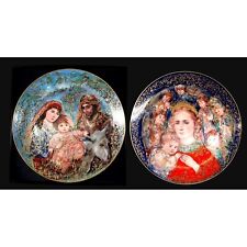 Two Vintage Edna Hibel Limited Edition Christmas Collector Plates. picture