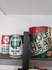 vintage oil cans lot (Texaco, Quaker State, Wolf's Head) picture