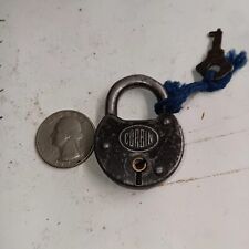 Antique Miniature Corbin Copper Pad Lock . With Key. Works Great. picture