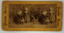 Antique Portrait Stereoview c1880 Stereoscopic Photo Card, Heavy Load Cute Girls picture
