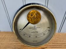 Large vintage brass and steel volt meter 20cm/8