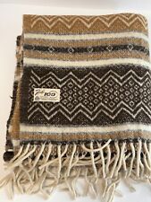 Vintage Faribo 100% Wool Fringe Throw Blanket Gold/Brown Mesa 50” x 60” MCM EUC picture
