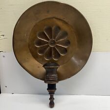  VINTAGE MCM FLOWER BRASS & WOOD WALL SCONCE CANDLE HOLDER RETRO picture