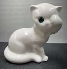 Vintage Elpa Alcobaca Portugal Ceramic Pottery White Shy Cat Figurine Statue picture