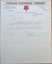Minneapolis, MN 1917 Letterhead: Simmons Hardware/Keen Kutter to Stanford, MT picture