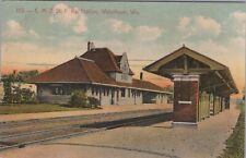 Postcard Wisconsin WI Watertown C.M. & St. P. Railway Station Depot 1909 picture