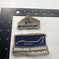 Zig-Zag-Cut-From-Hat 2 Patch-ish Pieces BOEING AIRPLANE SERVICES WICHITA KS 32R6 picture