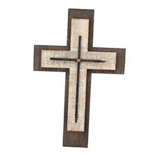 Stonebriar Decorative Worn White and Brown Wooden Hanging Wall Cross 15.7