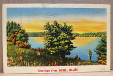 Greetings from Buhl Idaho Linen Postcard No 1172 picture