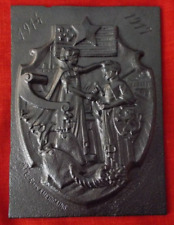 WWI,WW-1 historic cast iron plaque honor   American  Soldiers liberating Belgium picture