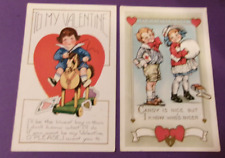 2 ANTIQUE VALENTINES POSTCARDS BY WHITNEY MADE WORCESTER MASS COLORFUL SCRAPBOOK picture