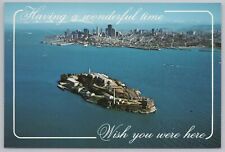 San Francisco California~Alcatraz Island & City Skyline~Continental Postcard picture