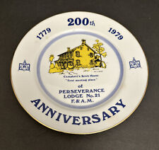  Perseverance Lodge No. 21 Masonic Plate ~ 200th  Anniversary Plate picture