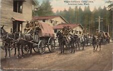Lithograph American Lake WA Military Wagon Company at Camp Lewis 1910s picture
